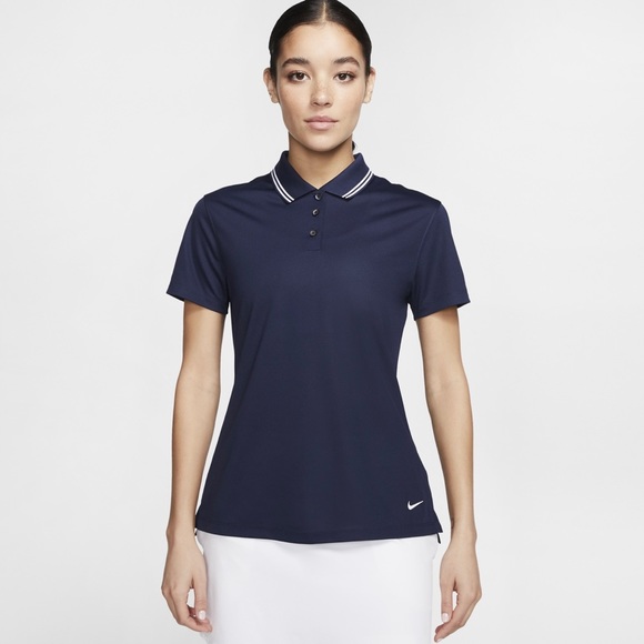 Nike Tops - Nike Womens Dri-FIT Victory Solid Polo Golf Shirt Navy White New with Tags
